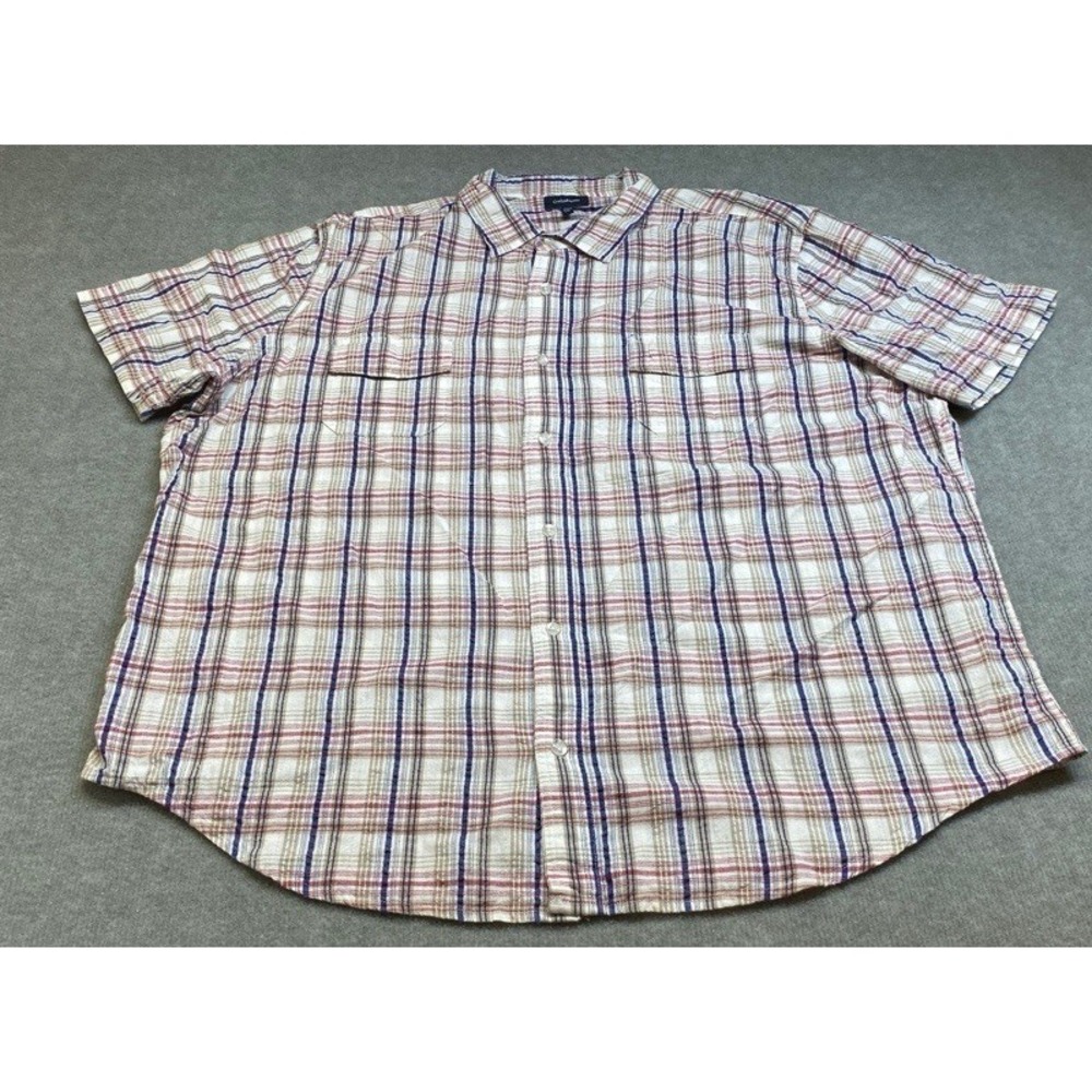 Croft & Barrow Button Down Shirt Mens XXL Plaid Short Sleeve Cotton